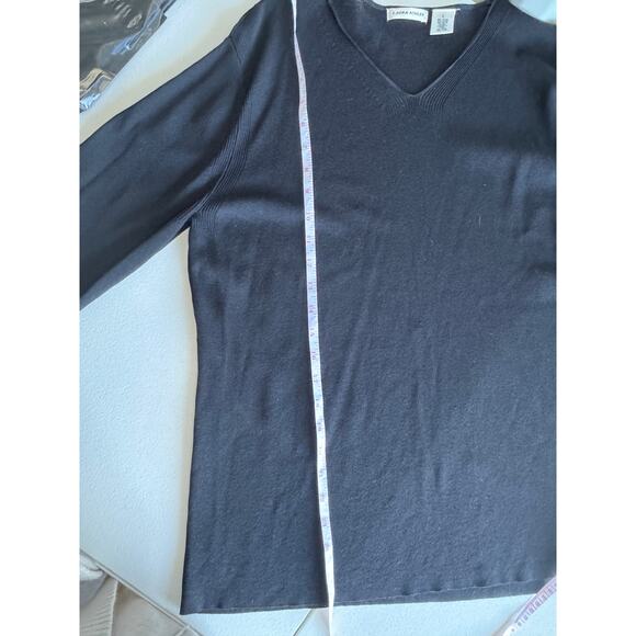 Laura Ashley Knit Heavy Black Tunic L Slit Sleeve EUC - Picture 5 of 7